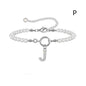 2024 New Fashion Toggle Clasp Initial Bracelet Women A-Z Letter Pendant 6mm Pearl Bracelet For Women Jewelry Gift