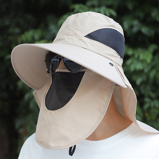 Summer Sunhat Men's Sun Protection Hat With Shawl And Neck Protection Design Breathable Anti-UV And Insect-proof Hiking Fishing Hat Outdoor