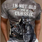 Retro Biker's Printed Round Neck Short Sleeve T-shirt