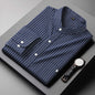 Men's Loose Casual Long Sleeves Stand Collar Striped Shirt