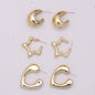 Gold-plated C- Ring Circle Three-piece Earrings Personalized Simple Acrylic