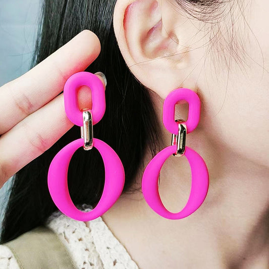 Chain Buckle Spray Paint Earrings Fashion Personality Acrylic