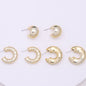 Gold-plated C- Ring Circle Three-piece Earrings Personalized Simple Acrylic